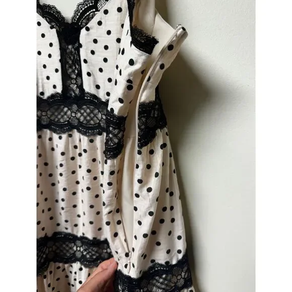 NWT EXPRESS Polka Dot Lace Detailed Trapeze Dress, Sz L - Picture 8 of 16